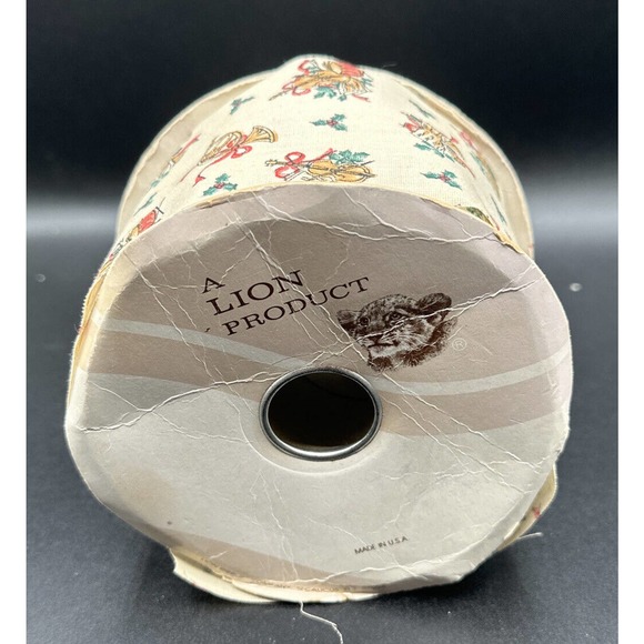 Vintage Ribbon A Lion Product 40 YDS Musical Instruments Holly Berries 5H - Picture 2 of 8